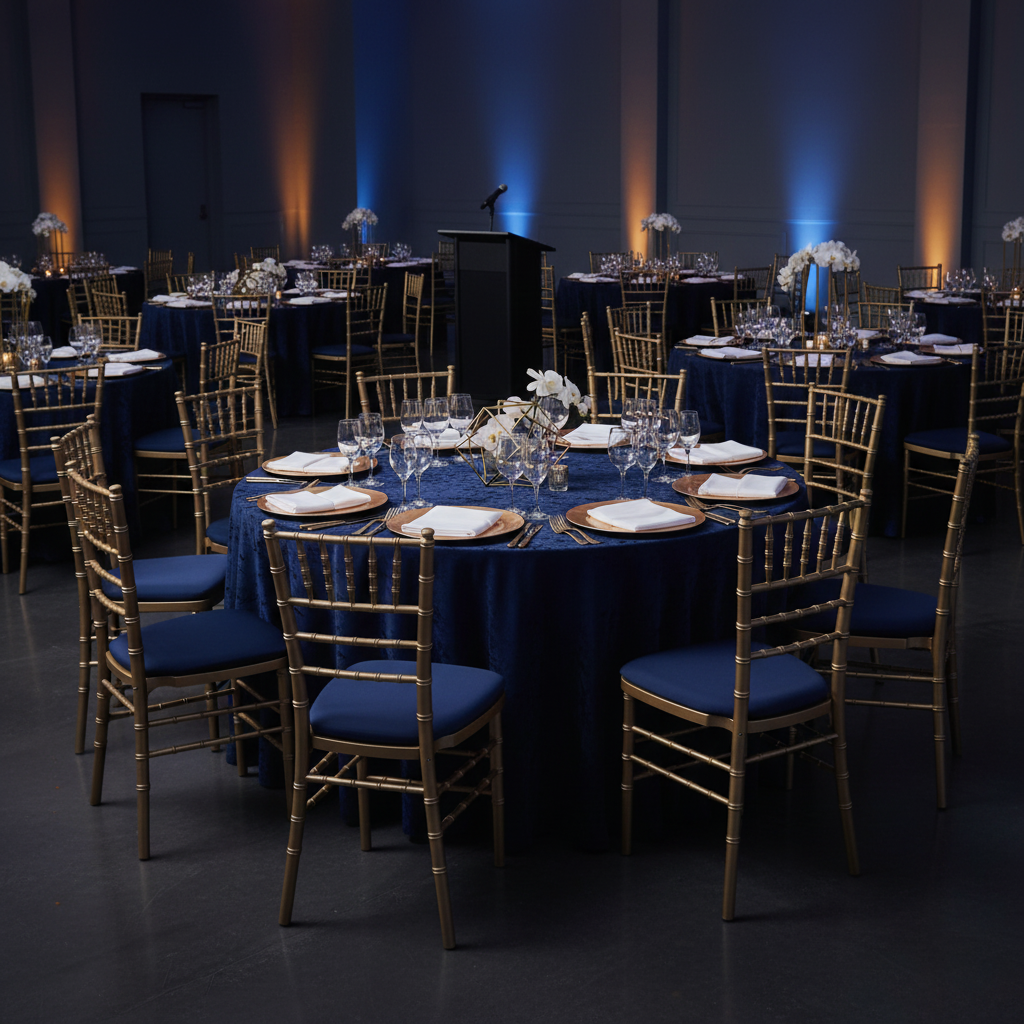 corporate awards night with 5 pcs/pk Spandex Chiavari Seat Pad Cover - Navy Blue