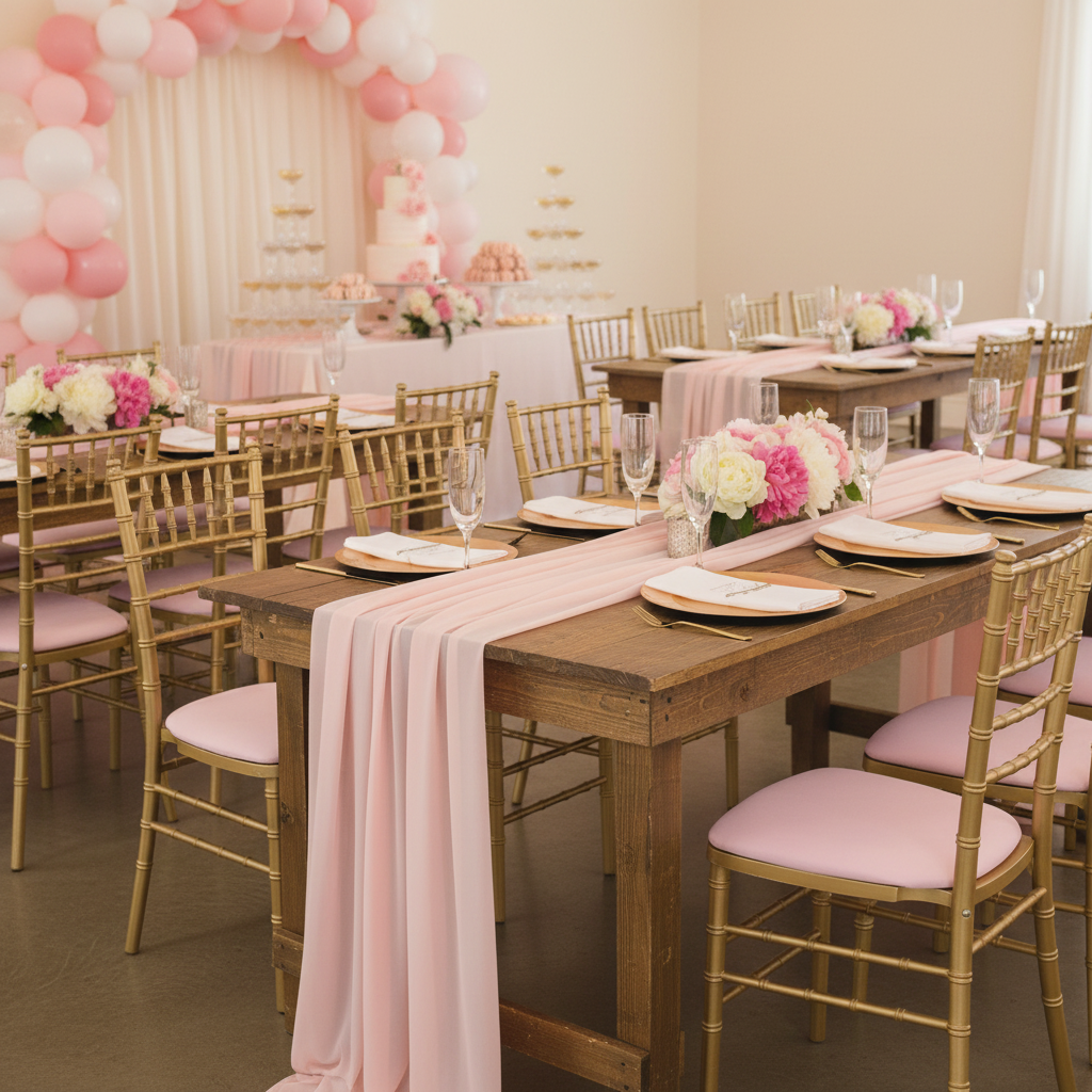 bridal shower with 5 pcs/pk Spandex Chiavari Seat Pad Cover - Pink