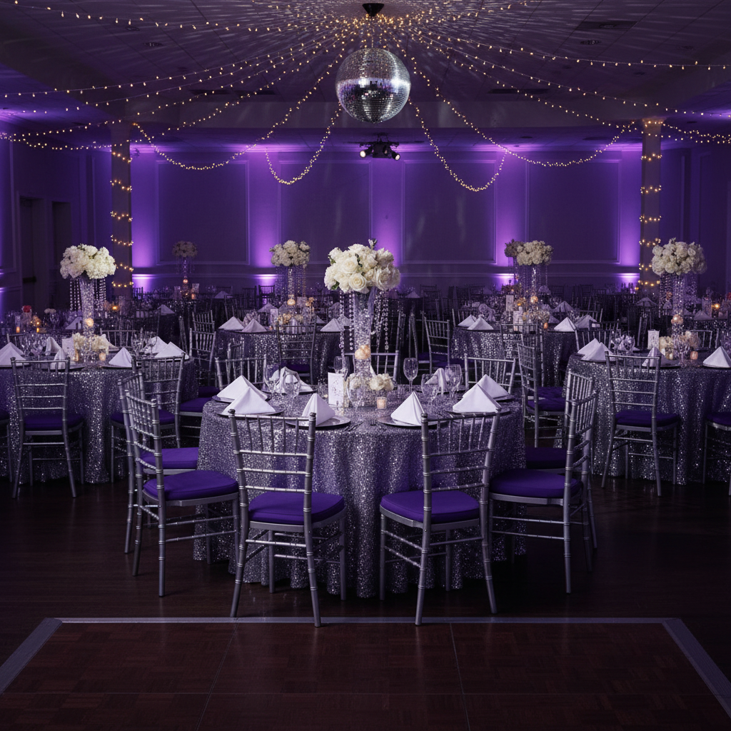 prom night reception with 5 pcs/pk Spandex Chiavari Seat Pad Cover - Purple