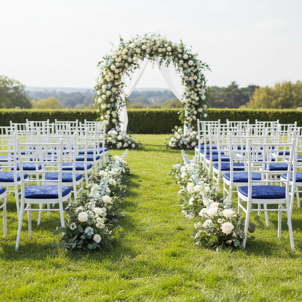 5 pcs/pk Velvet Spandex Chiavari Seat Pad Cover - Navy