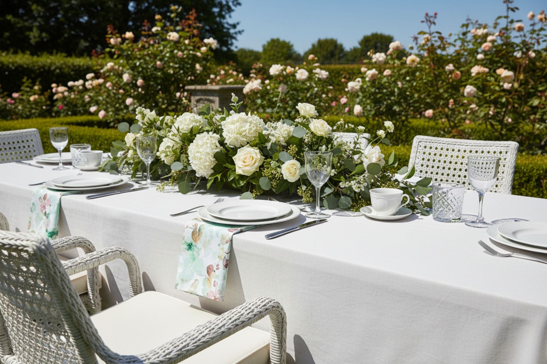 outdoor garden party breakfast with 5 pcs/pk Watercolor Floral 20"x20" Napkin - Green