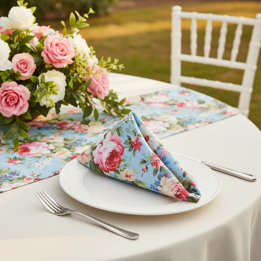 5 pcs/pk English Garden Floral 20"x20" Napkin.