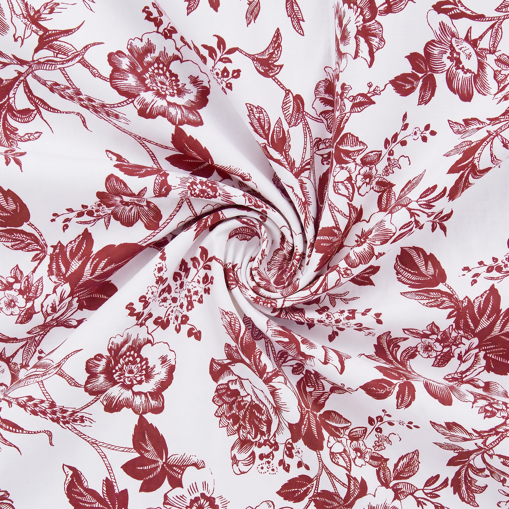 5 yards French Toile Fabric Bolt - Burgundy