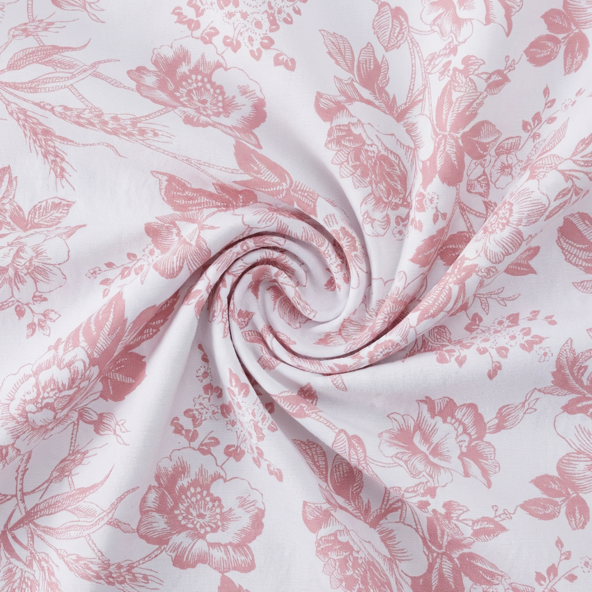 French Toile Fabric Dusty Rose/Mauve