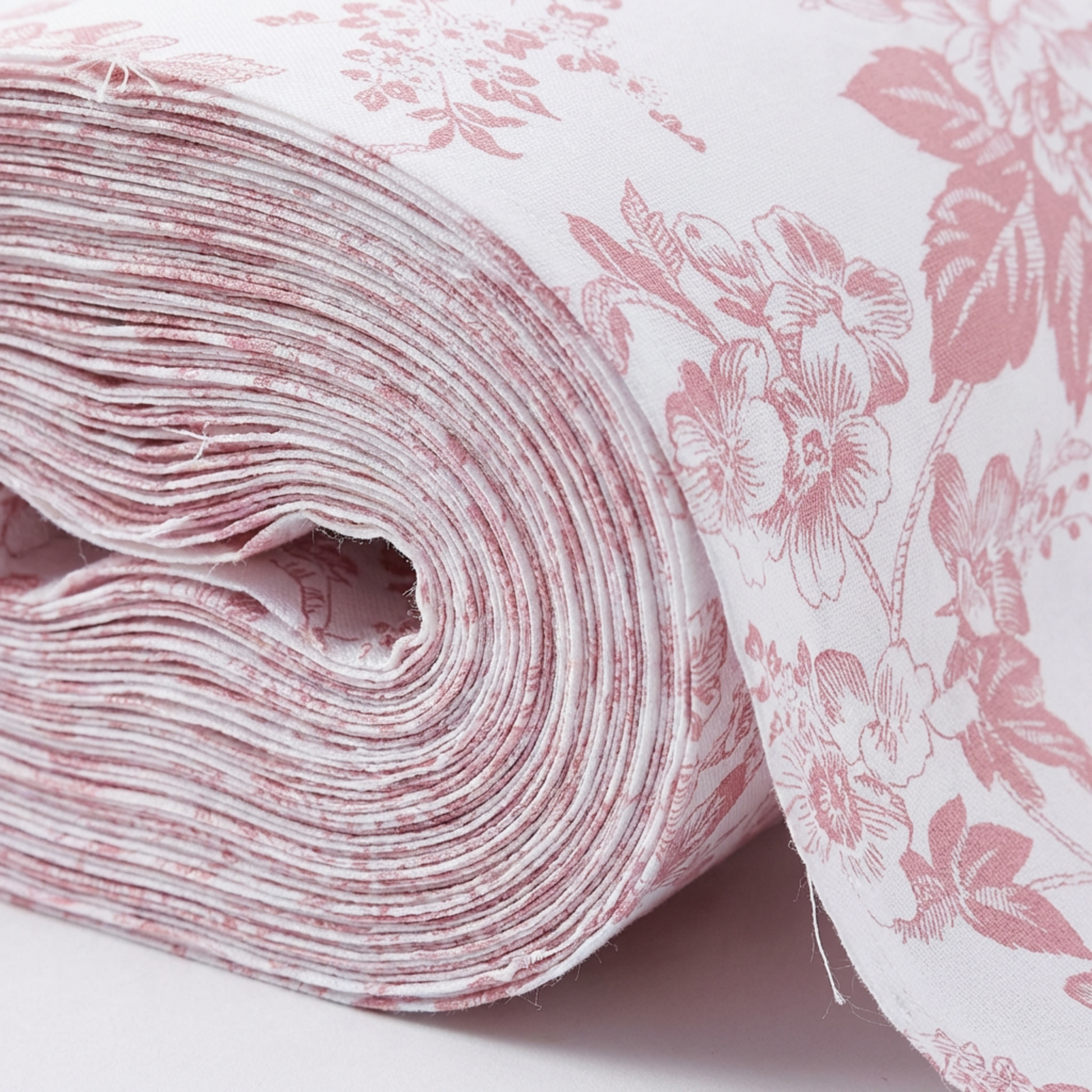 5 yards French Toile Fabric Bolt - Dusty Rose/Mauve