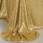 5 yards GLITZ Sequins Fabric Bolt - Gold on Table Mockup