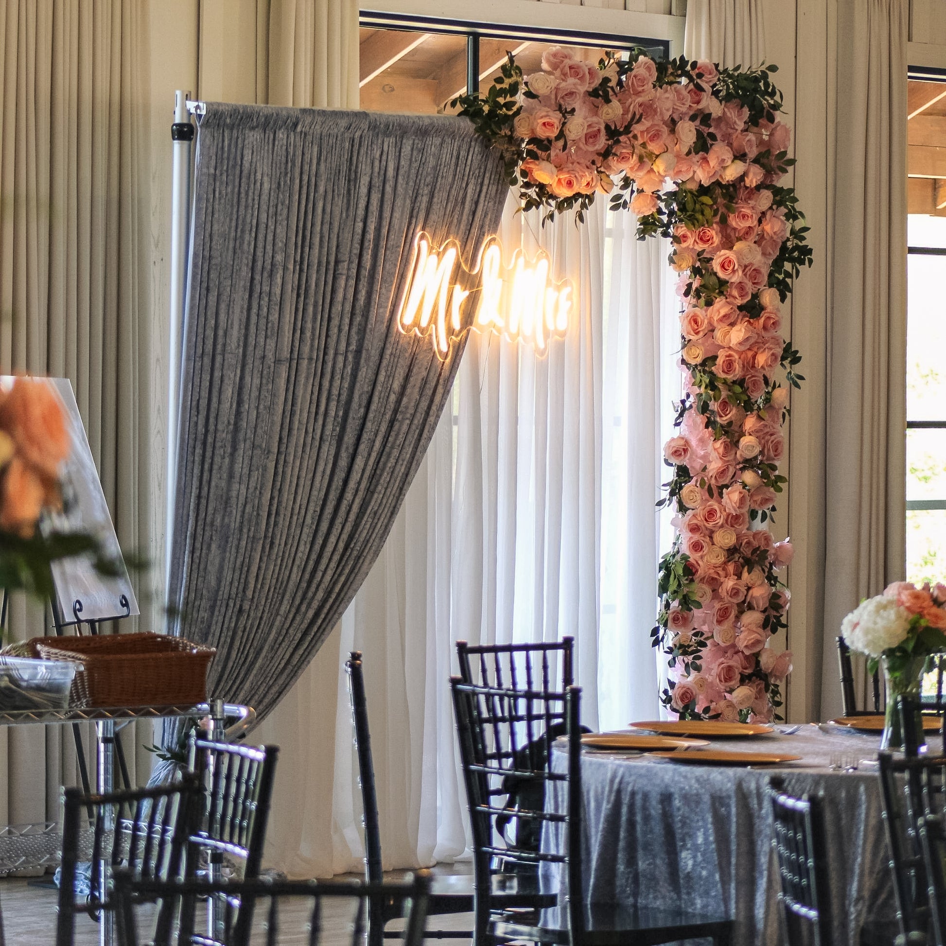 Premade Flower Backdrop Arch/Table Runner Decor - Pink