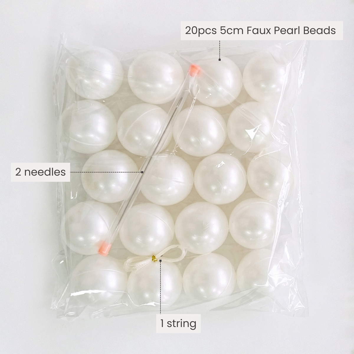 5cm Faux Pearl Beads DIY Garland (20pcs) infographic showing content
