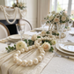 5cm Faux Pearl Beads DIY Garland (20pcs) laid in middle of the table with florals