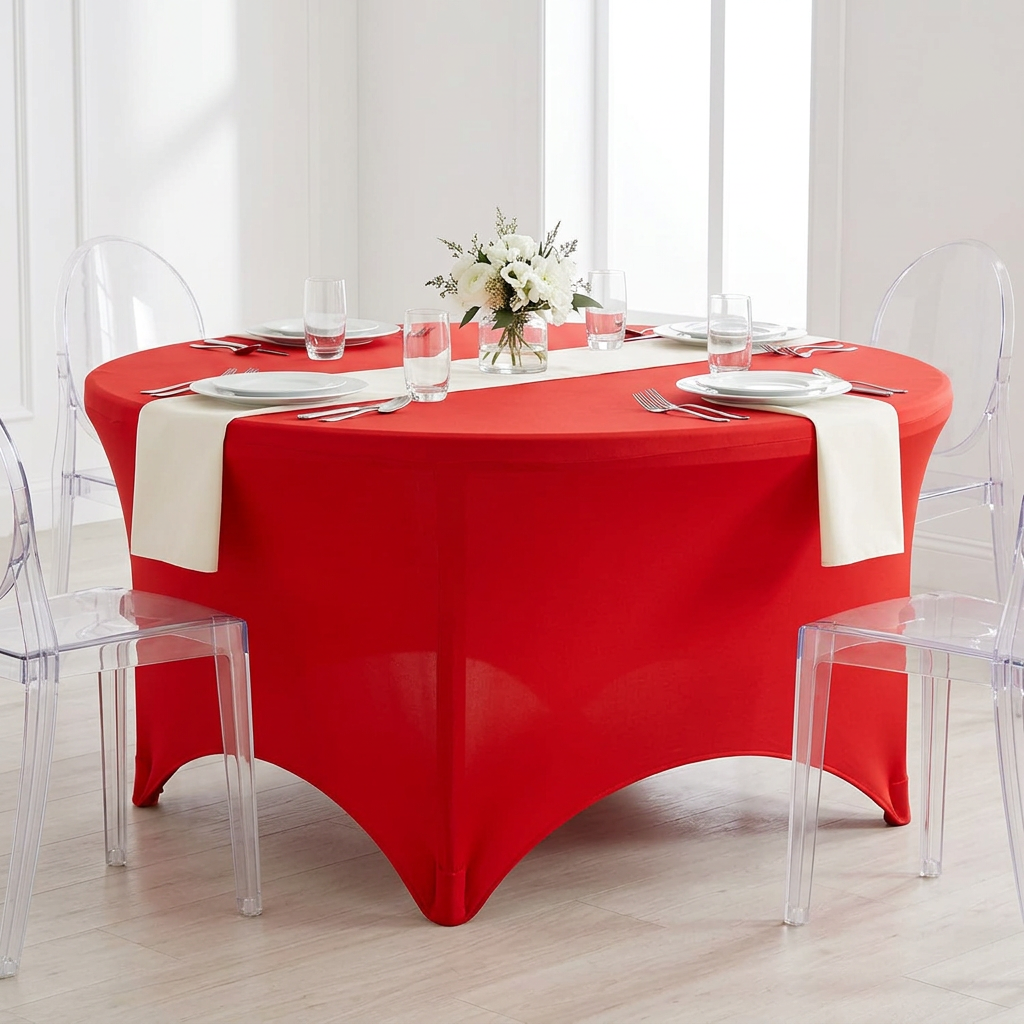 5FT Round Spandex Table Cover - Red.
