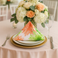 5 pcs/pk Blooming Mums 20"x20" Napkin triangle fold on top of charger