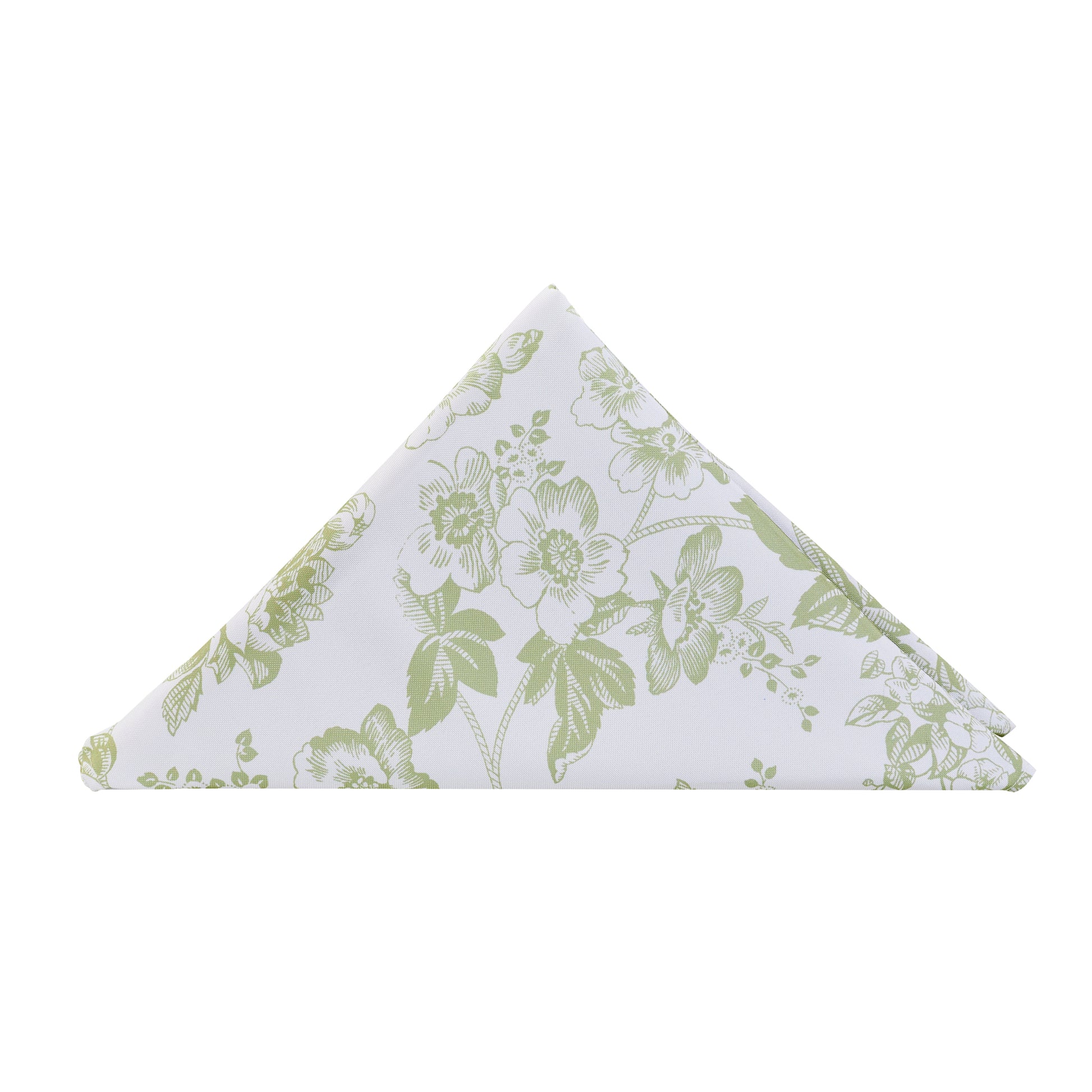 French Toile 20"x20" Linen Napkin  Sage Green triangle fold