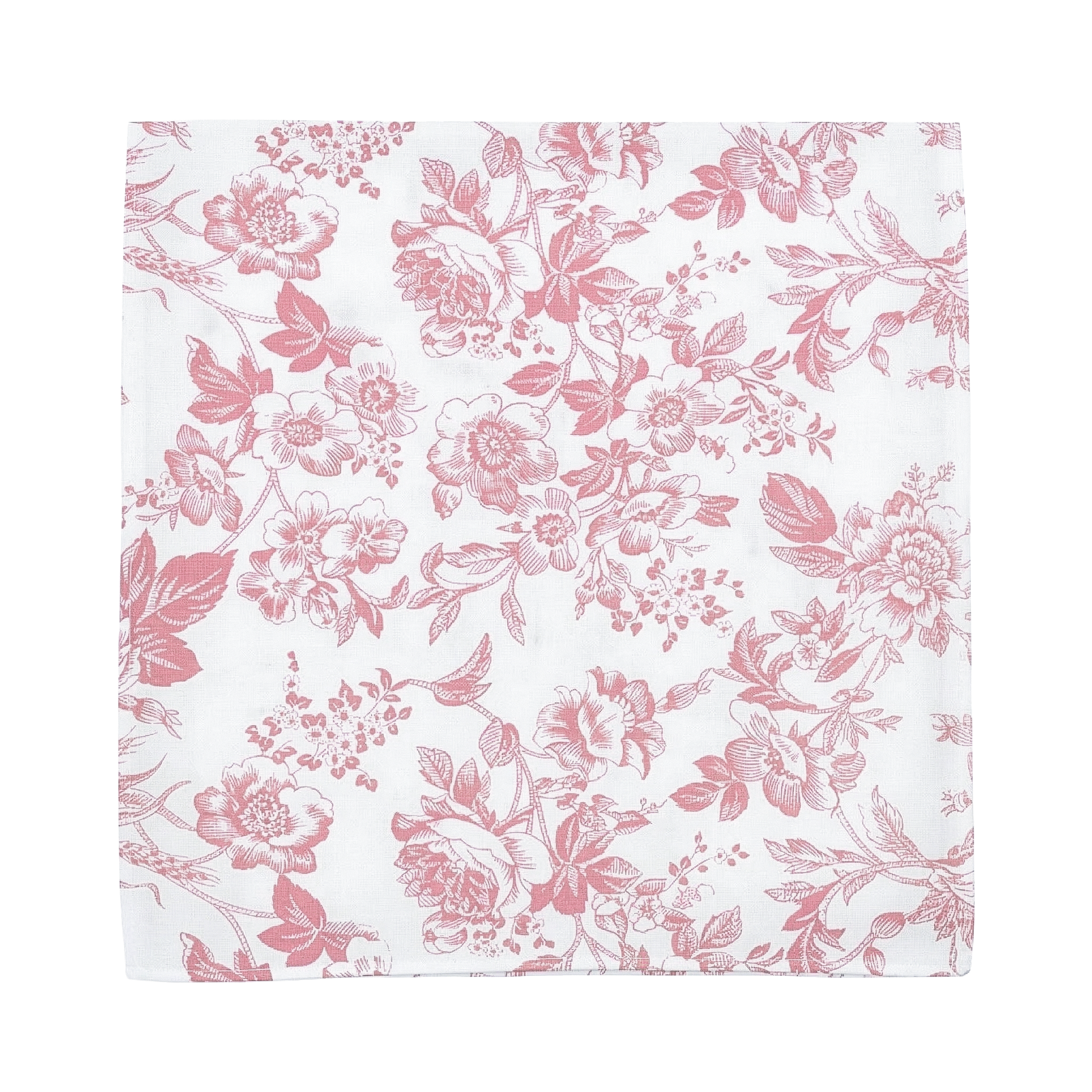 French Toile 20"x20" Linen Napkin Dusty Rose/Mauve laid flat