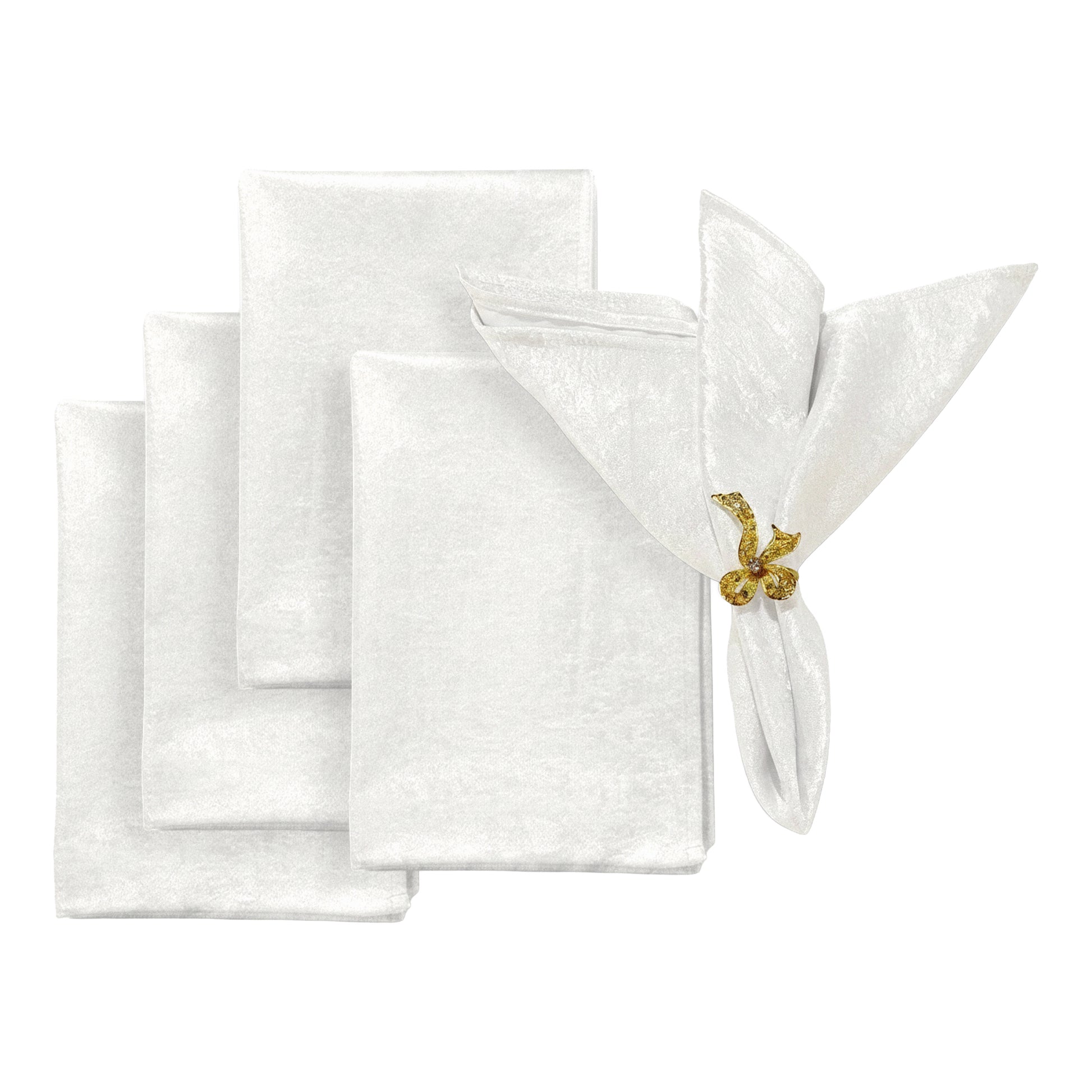 5pcs/pk Crinkle Shimmer 20"x20" Napkin - Light Ivory/Off White