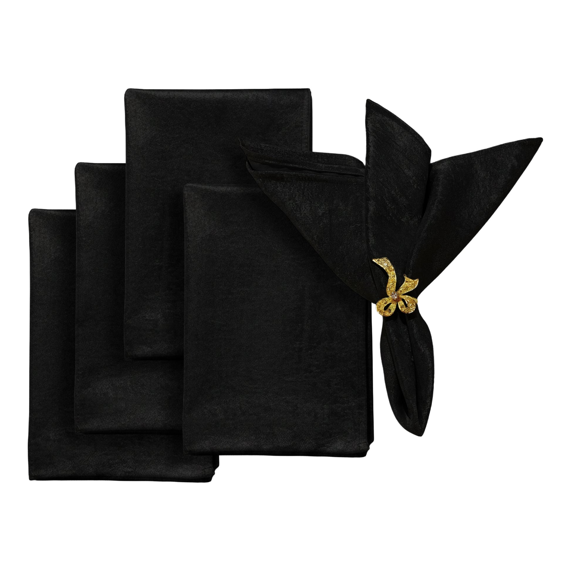 5 pcs/pk Crinkle Shimmer Napkin 20"x20" - Black - CV Linens