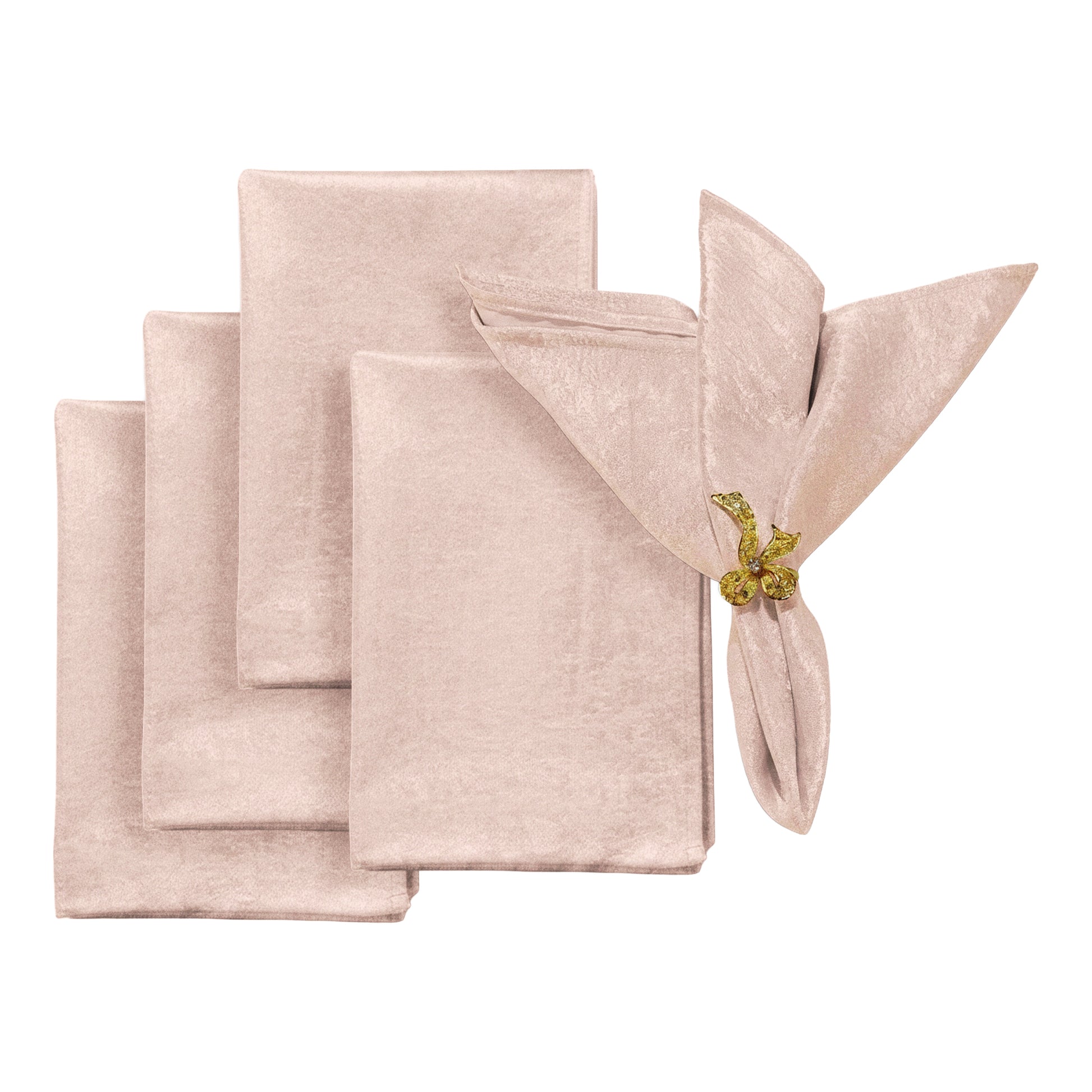 5 pcs/pk Crinkle Shimmer Napkin 20"x20" - Blush/Rose Gold - CV Linens