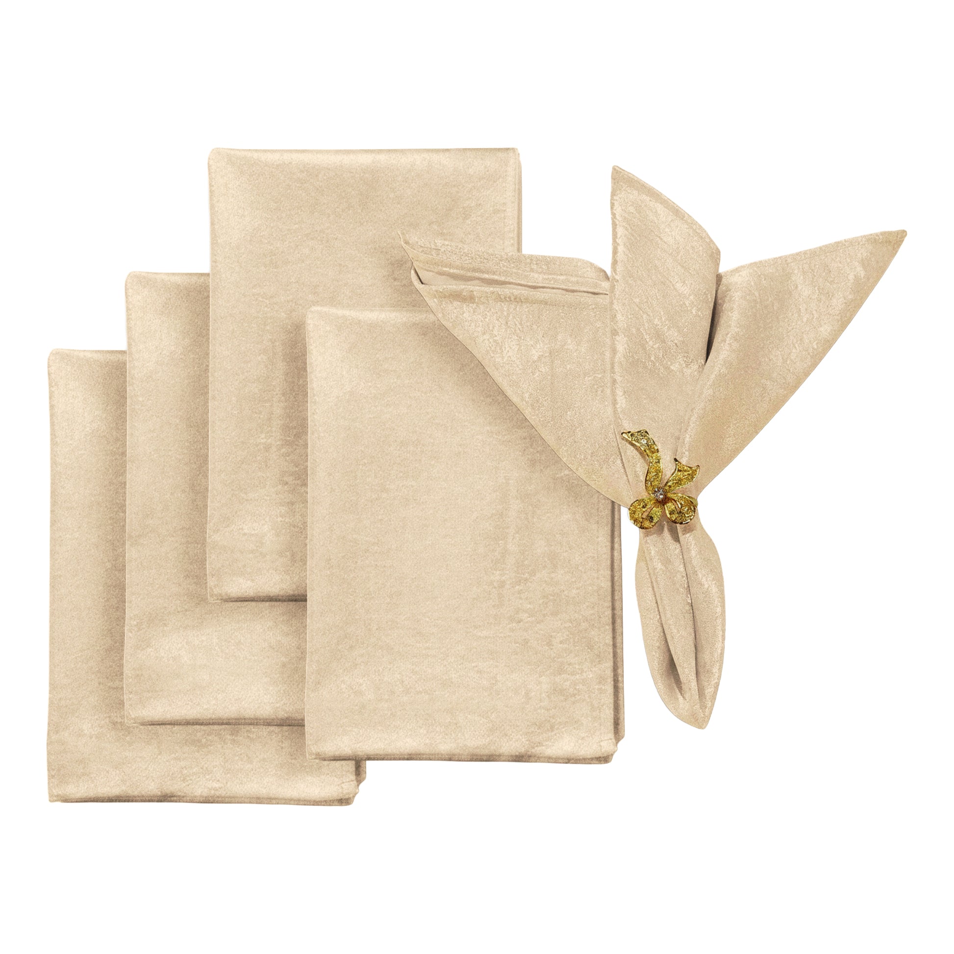 5 pcs/pk Crinkle Shimmer Napkin 20x20" - Champagne - CV Linens