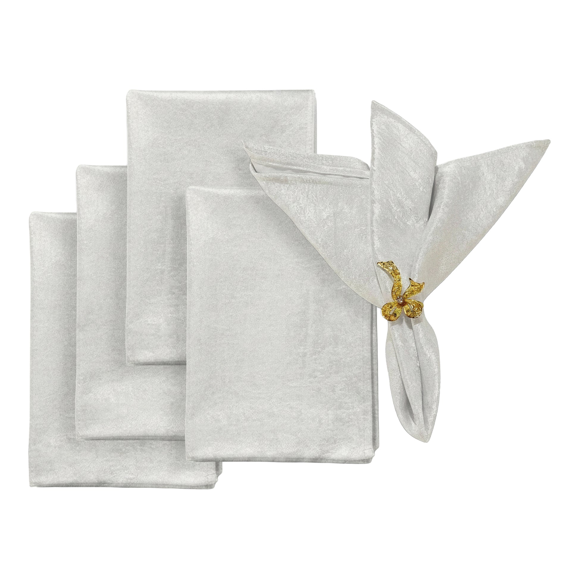 5 pcs/pk Crinkle Shimmer Napkin 20"x20" - Silver- CV Linens