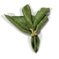 5 pcs/pk Crinkle Shimmer Napkin 20"x20" Willow Green with a gold bow napkin ring