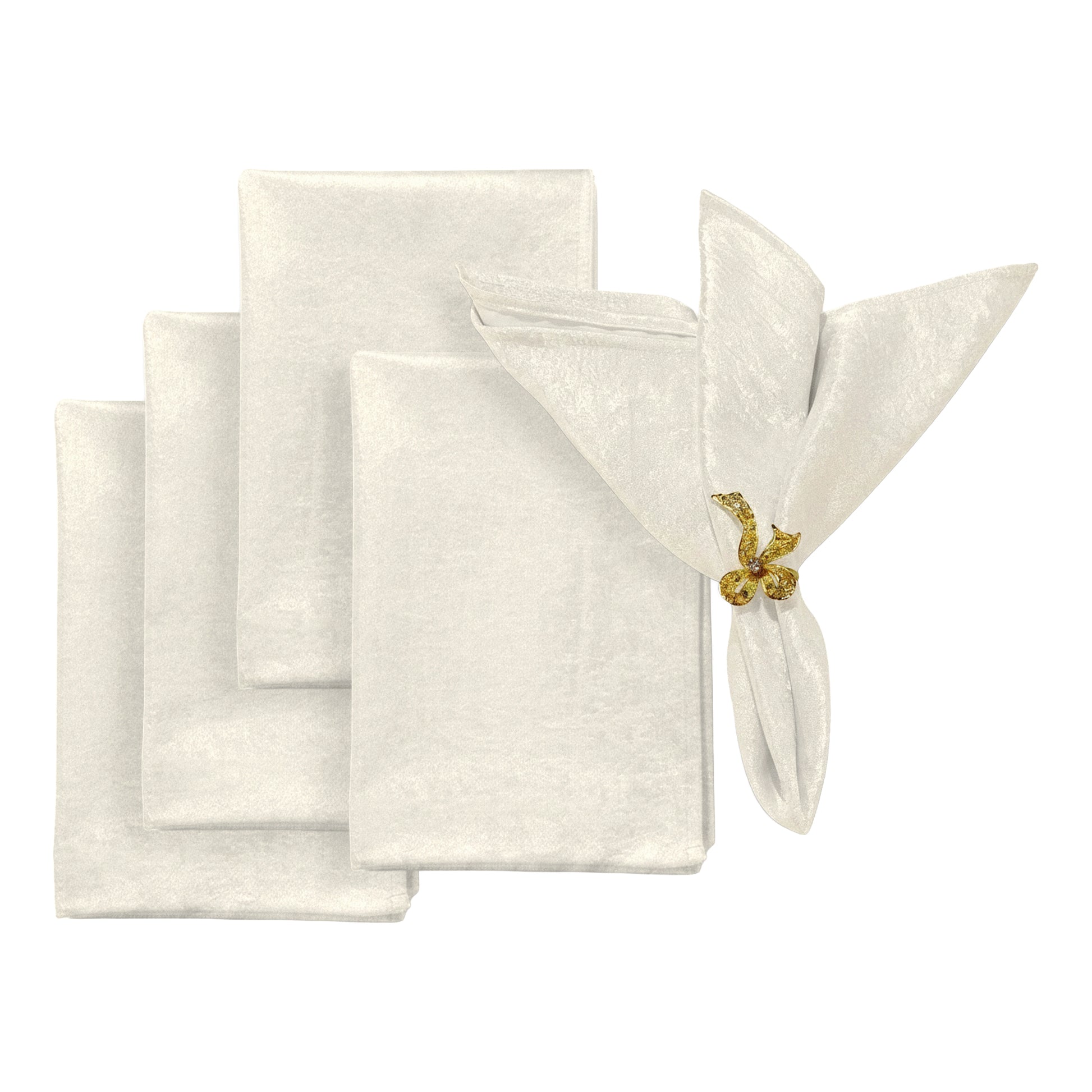 5 pcs/pk Crinkle Shimmer Napkin 20"x20" Ivory bundle