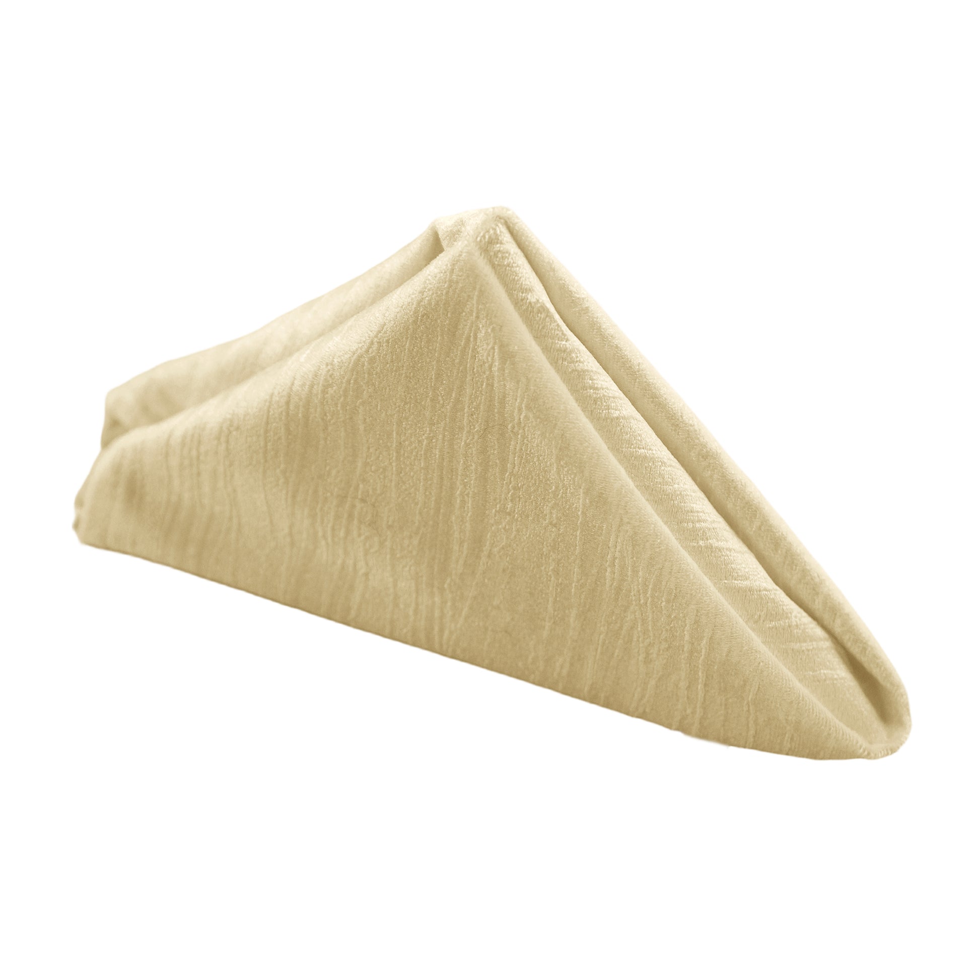 5 pcs/pk Crinkle Velvet 20"x20" Linen Napkin Champagne triangle fold