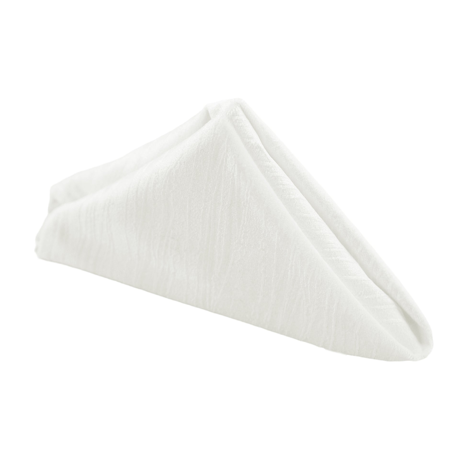Crinkle Velvet 20"x20" Linen Napkin Ivory triangle fold