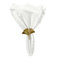 5 pcs/pk Embossed Geometric Jacquard Napkin 20"x20" - Light Ivory/Off White fan fold with a gold napkin ring