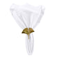5 pcs/pk Embossed Geometric Jacquard Napkin 20"x20" White fan fold with a gold napkin ring