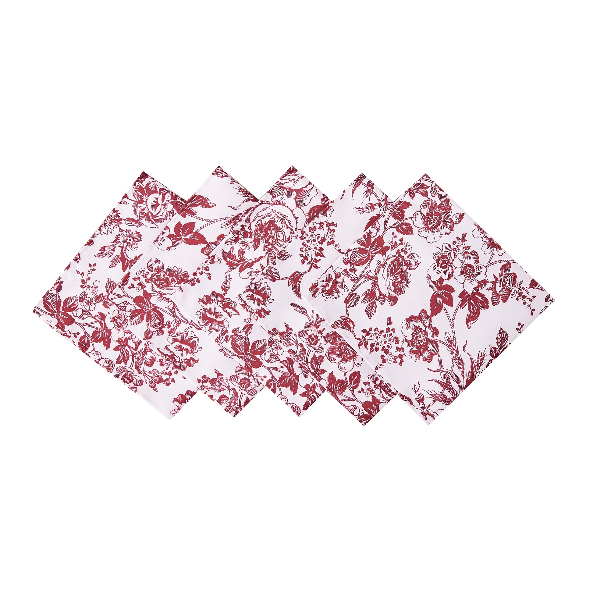 French Toile 20"x20" Linen Napkin (5pc/pk) Burgundy bundle