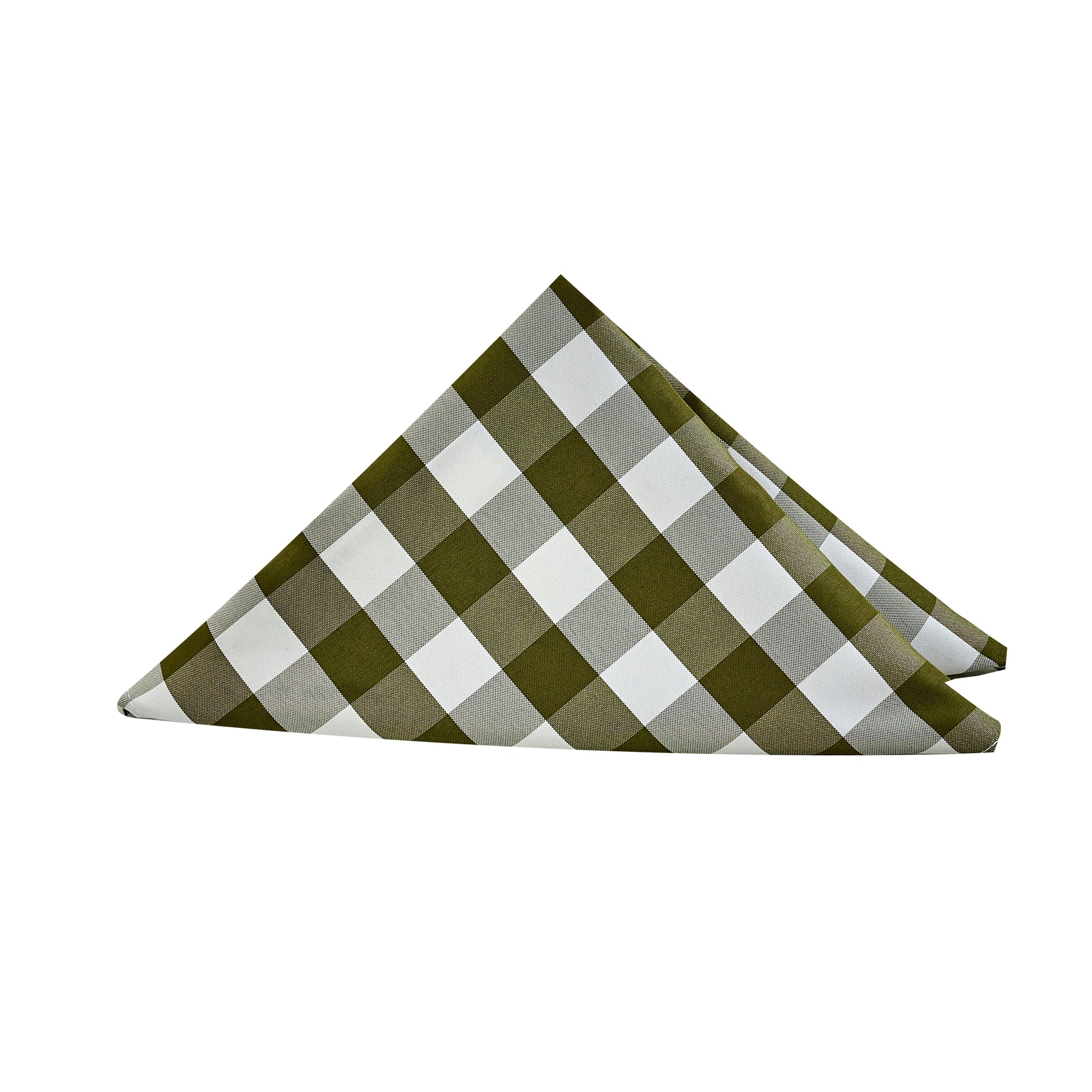 5 pcs/pk Gingham Checkered Polyester Napkin 20"x20" Olive Green & White triangle fold