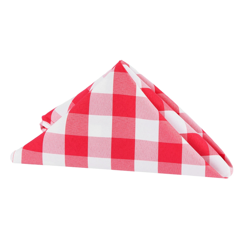5 pcs/pk Gingham Checkered Polyester Napkin 20"x20" Red & White fold
