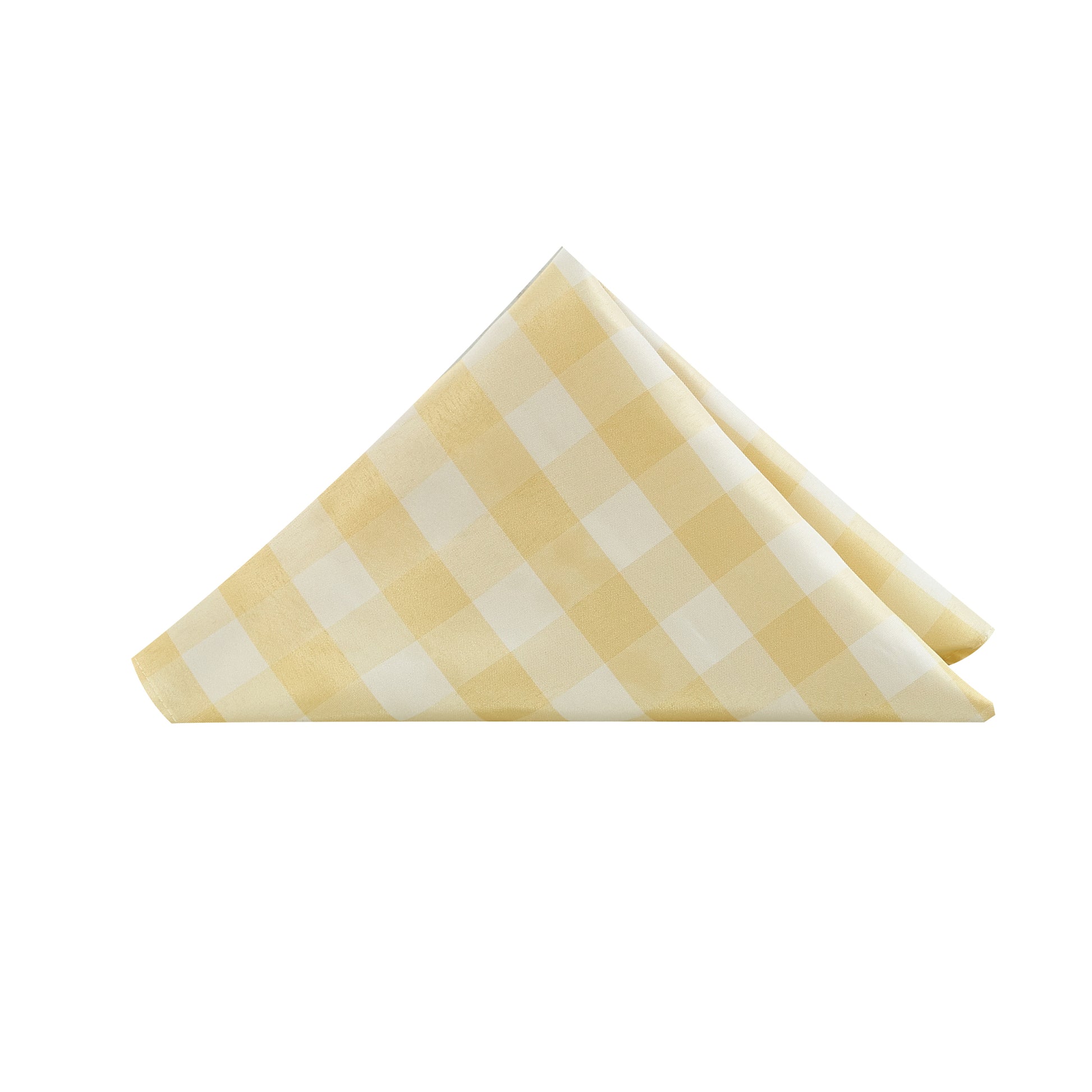 5 pcs/pk Gingham Checkered Polyester Napkin 20"x20" Yellow & White triangle fold
