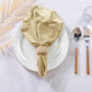 5 pcs/pk Glitter Velvet 20"x20" Linen Napkin Champagne with a burlap napkin ring, white charger plate and silverware