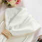 5 pcs/pk Glitter Velvet 20"x20" Linen Napkin Ivory with a burlap napkin ring, close up