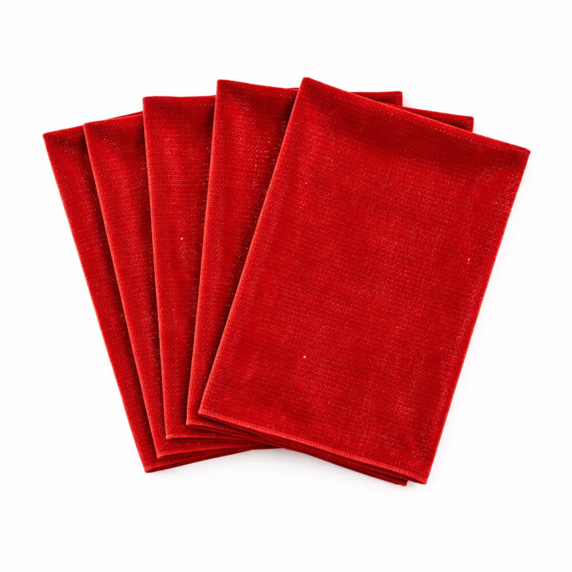 5 pcs/pk Glitter Velvet 20"x20" Linen Napkin Red