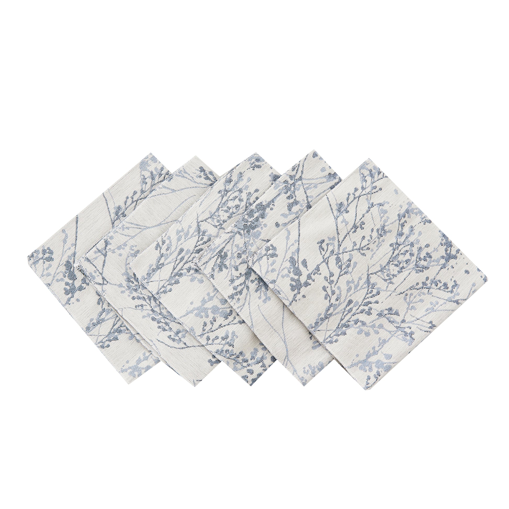 5 pcs/pk Leaf Branch Reversible Jacquard Napkin 20"x20" Dusty Blue bundle 