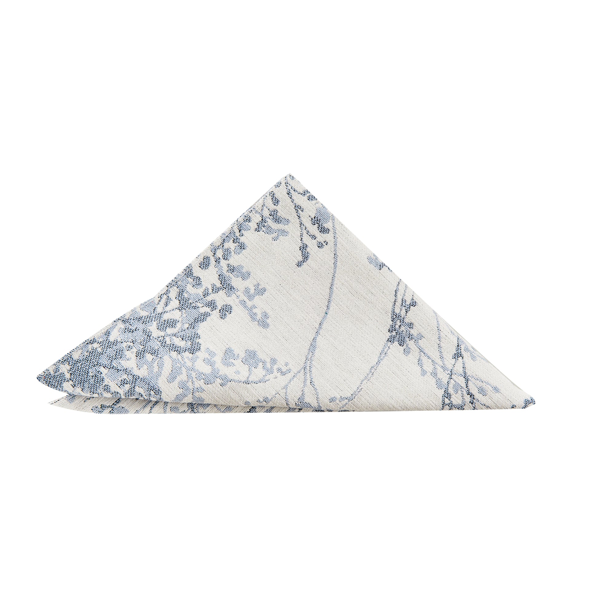 5 pcs/pk Leaf Branch Reversible Jacquard Napkin 20"x20" Dusty Blue triangle fold
