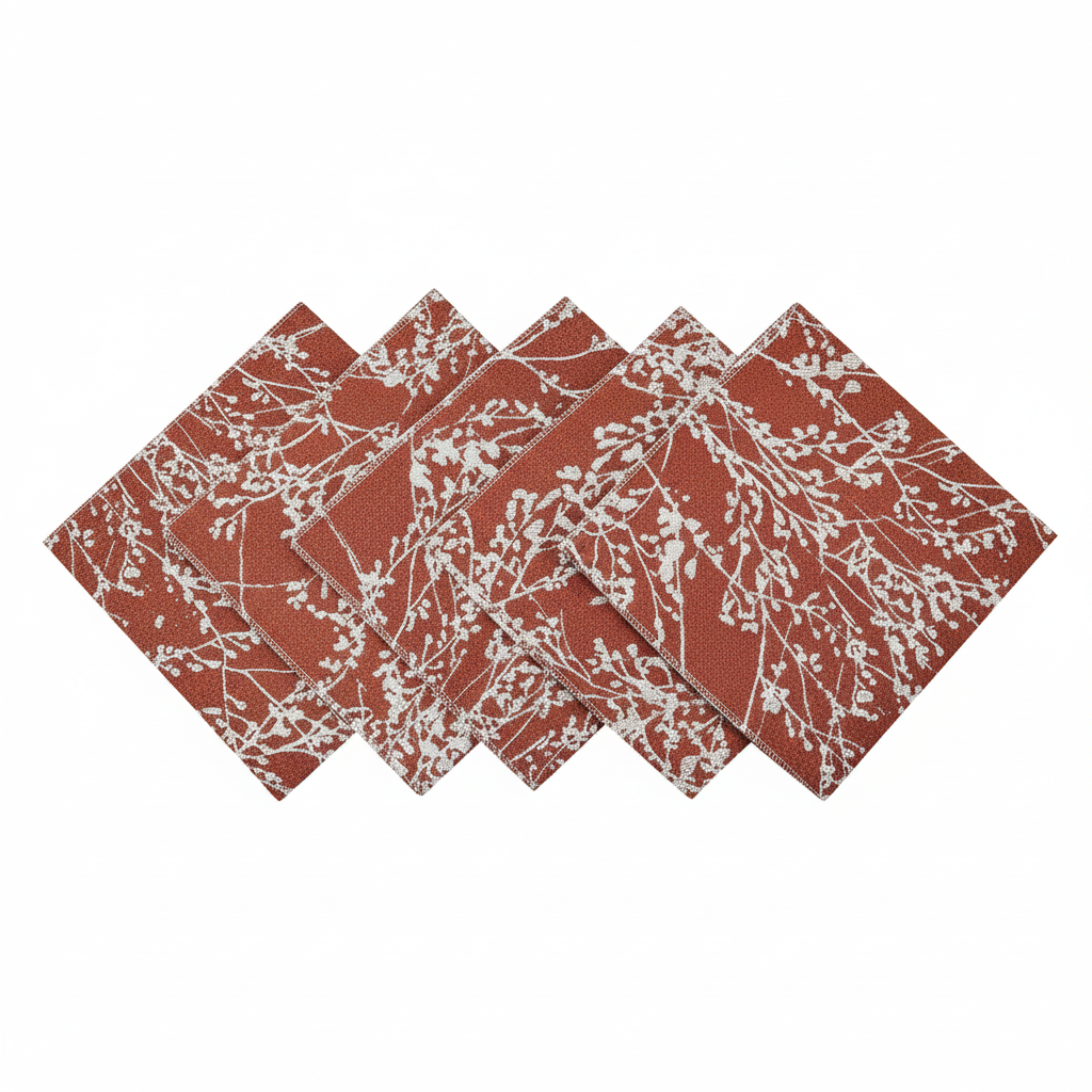 5 pcs/pk Leaf Branch Reversible Jacquard Napkin 20"x20" Rust bundle