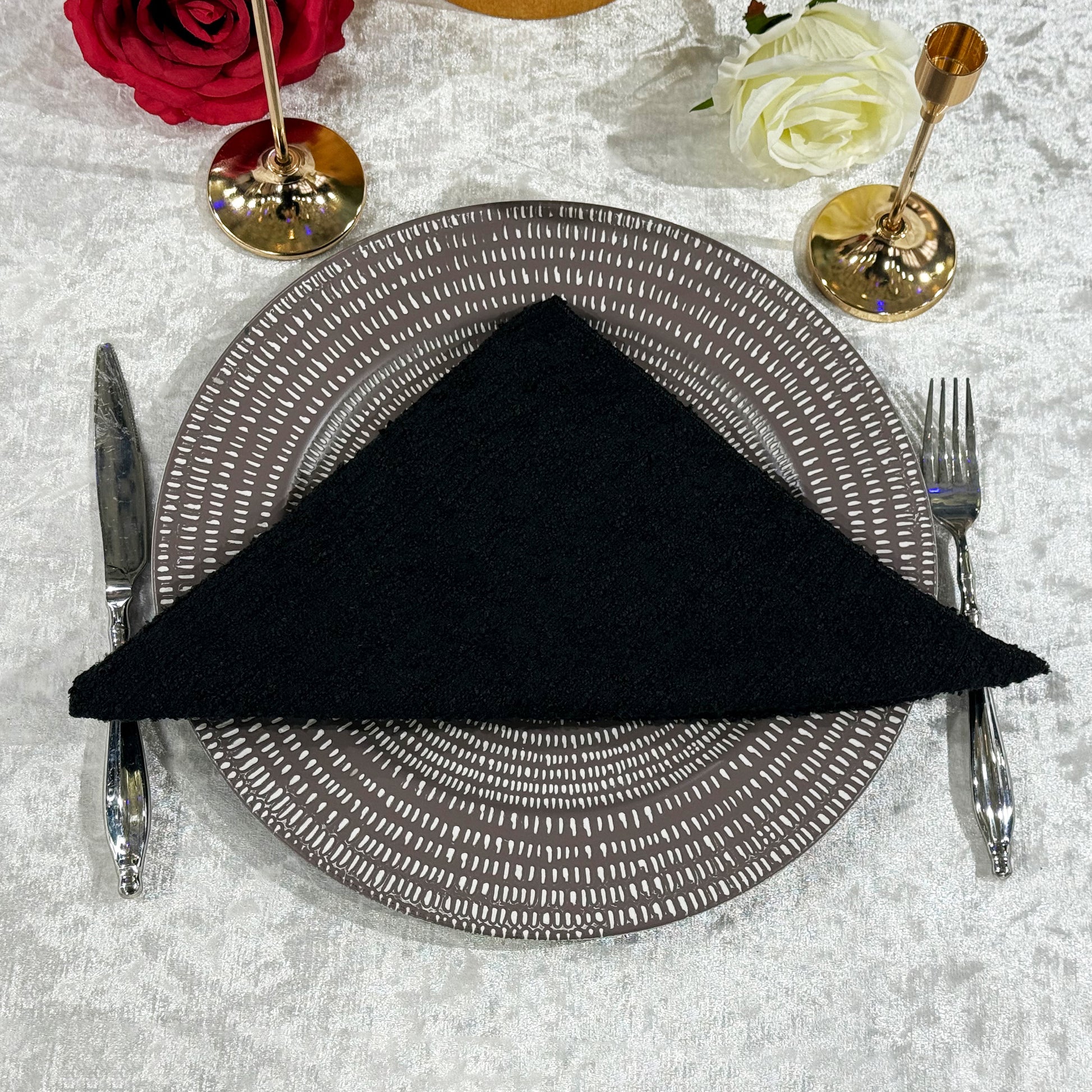 5 pcs/pk Luxury Boucle 20"x20" Linen Napkin Black mock up