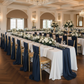 5pcs Pack of Chiffon Chair Sashes/Ties 19" x 72" - Navy Blue on chiavari chair for banquet hall