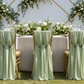 garden setup with 5pcs Pack of Chiffon Chair Sashes/Ties 19" x 72" - Sage Green
