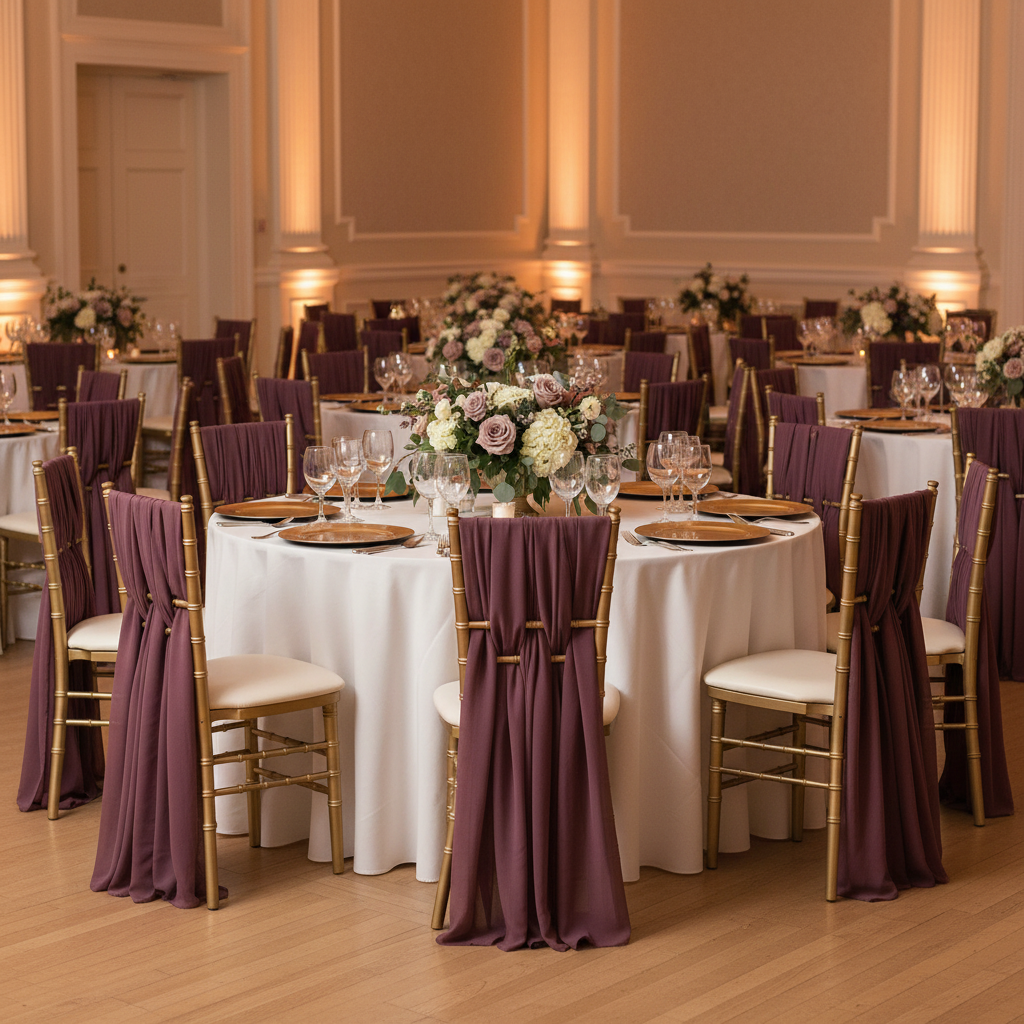 5pcs Pack of Chiffon Chair Sashes/Ties 19