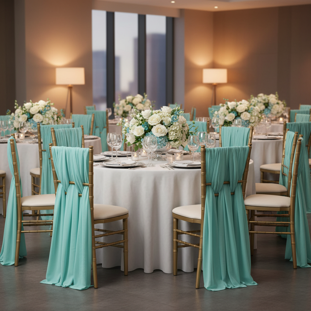 5pcs Pack of Chiffon Chair Sashes/Ties 19