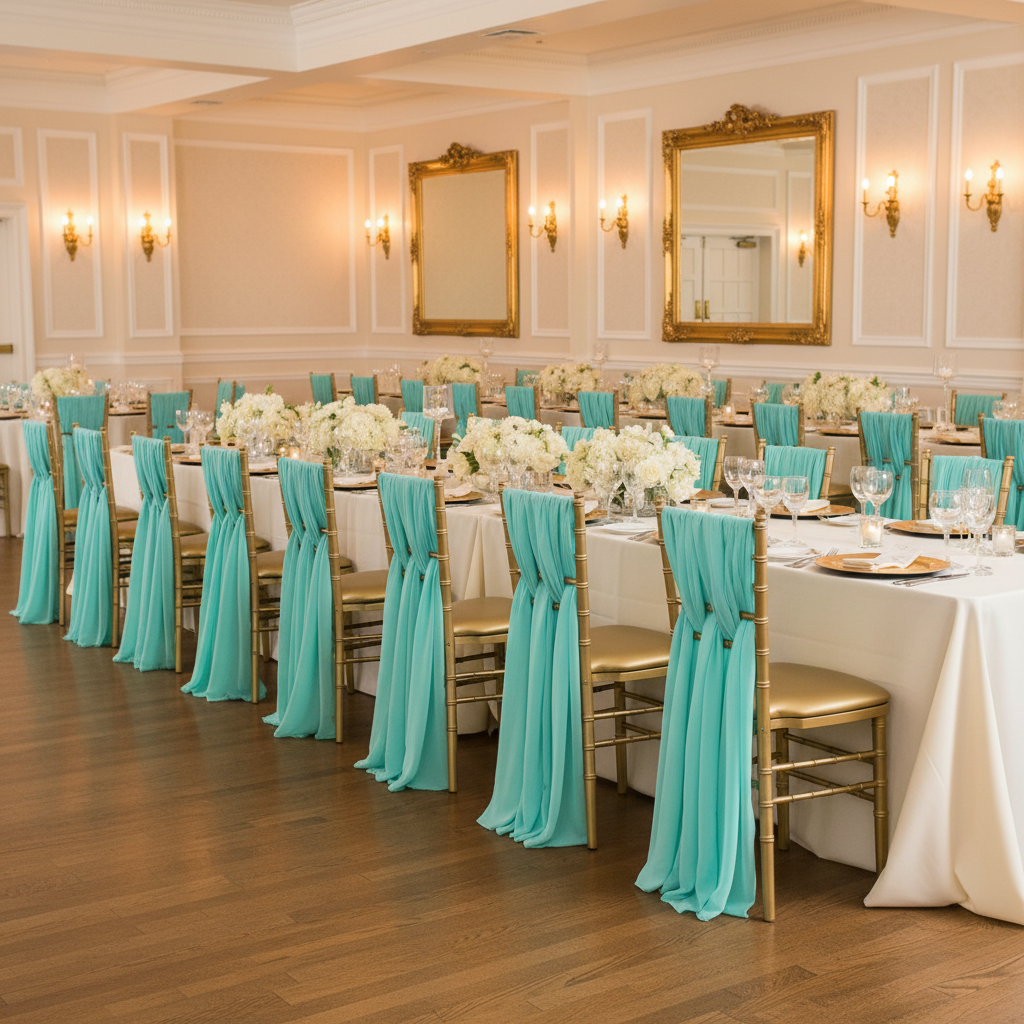 5pcs Pack of Chiffon Chair Sashes/Ties 19