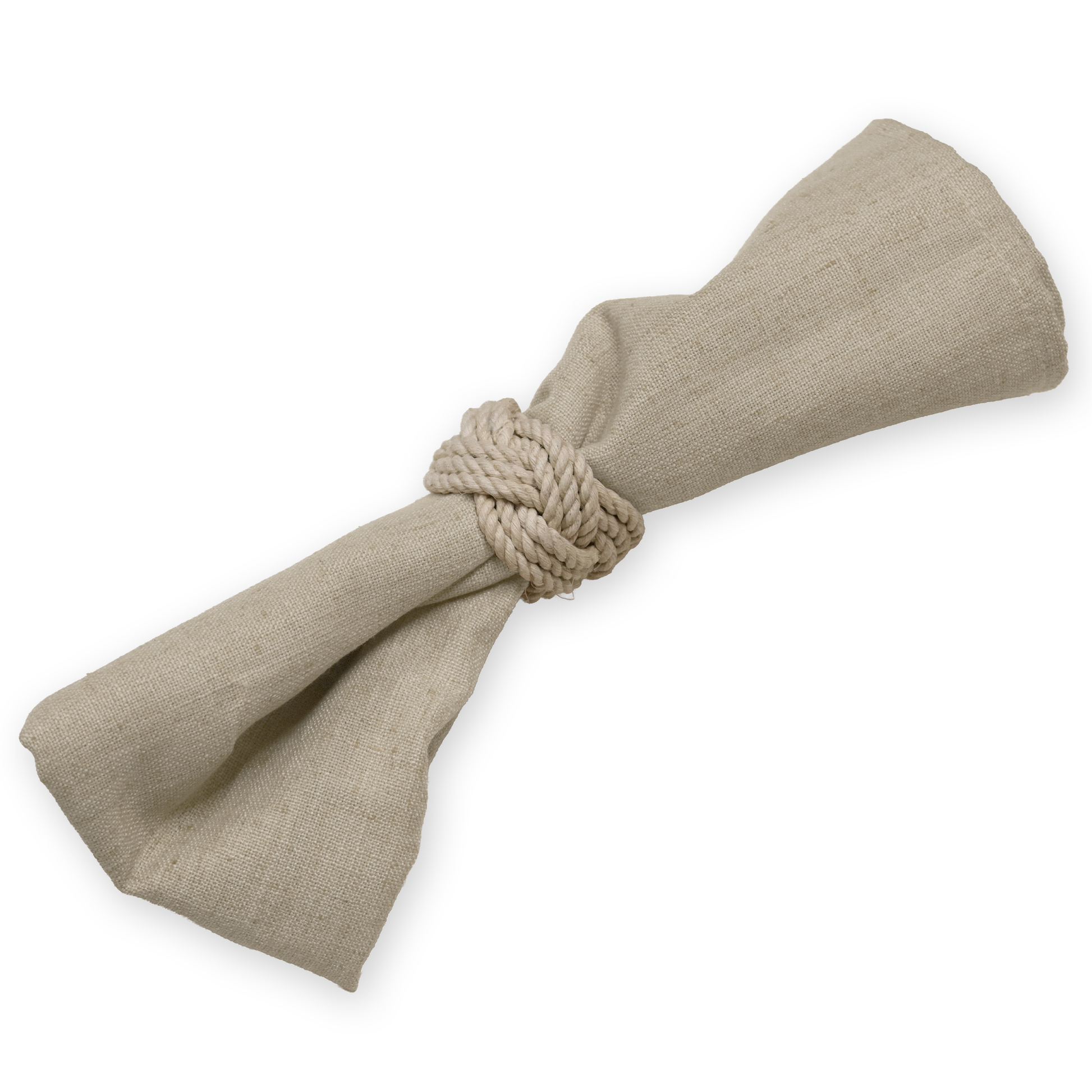 Premium Linen Look Panama Weave Beige with a braided jute napkin ring