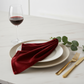 Velvet 20"x20" Linen Napkin Apple Red with white charger plate setting