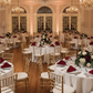 5 pcs/pk Velvet 20"x20" Linen Napkin Apple Red table settings with white tablecloths, white charger plates and chivari chairs