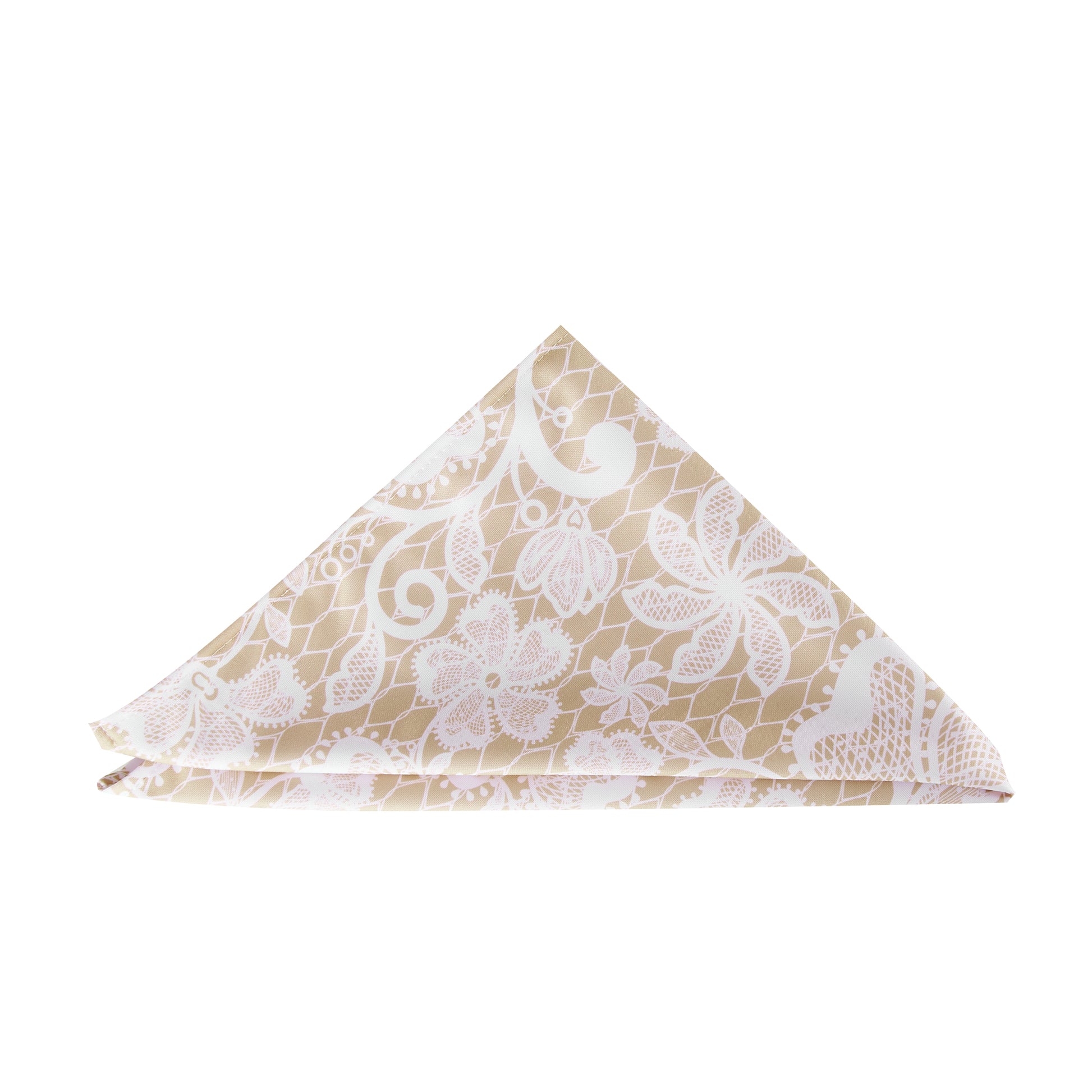 5 pcs/pk Vintage Lace Print Scuba 20"x20" Napkin - Champagne/White