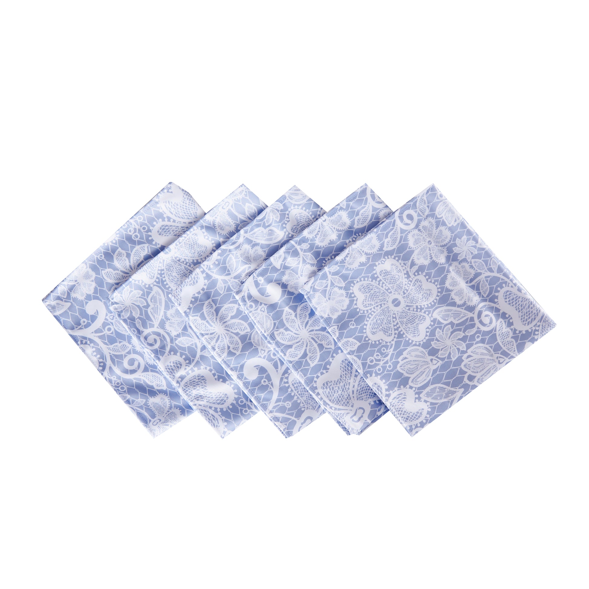 5 pcs/pk Vintage Lace Print Scuba 20"x20" Napkin Dusty Blue/White bundle