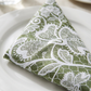 5 pcs/pk Vintage Lace Print Scuba 20"x20" Napkin Olive Green/White  close up